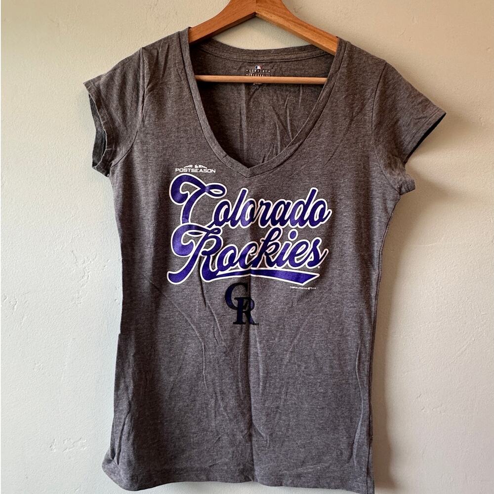 Colorado Rockies MLB Women's Grey V-Neck Tee